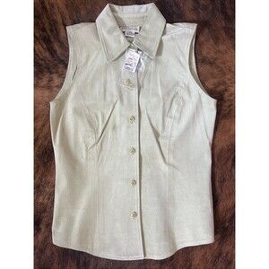 NWT! Vintage ANN TAYLOR Vest Womens Siz XS Green Sleeveless 100% Suede  Leather